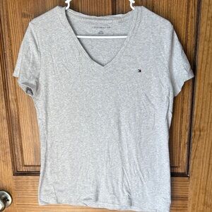 Tommy Hilfiger Light Gray V-Neck Women's Tee